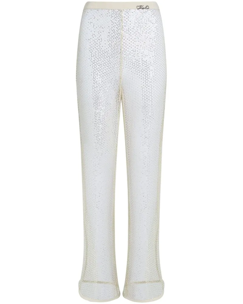 Karl Lagerfeld Hose aus Mesh mit Pailletten - Nude Nude