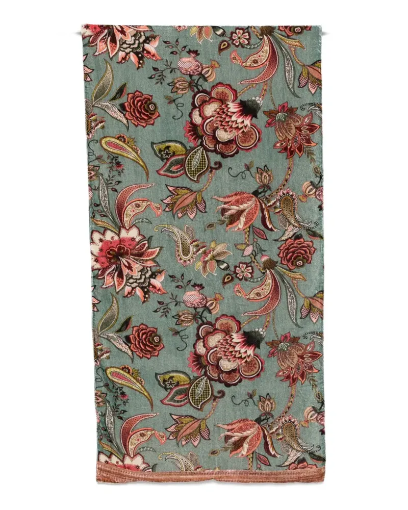 Claudio Cutuli Schal mit Blumen-Muster - Grün Grün
