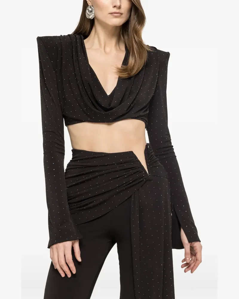 NISSA rhinestone-embellished crop top - Schwarz Schwarz