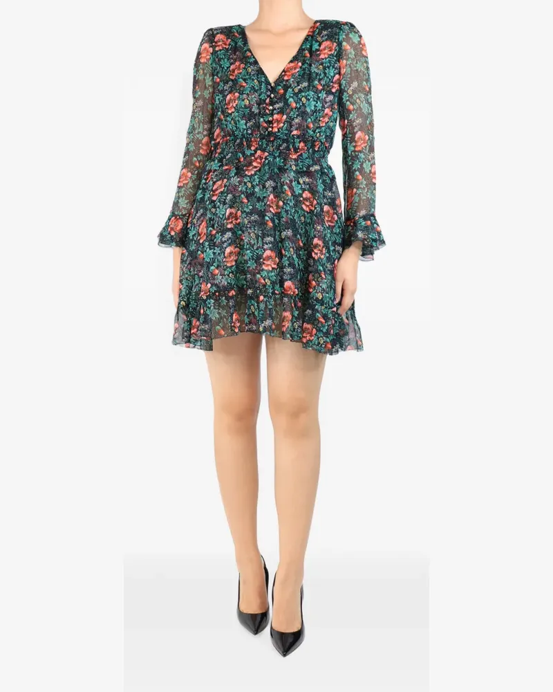 The Kooples floral-print mini dress - Schwarz Schwarz