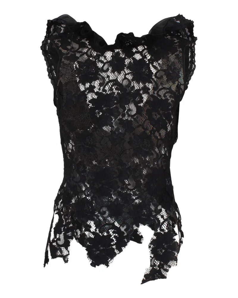 Giuseppe di Morabito ruffled lace top - Schwarz Schwarz