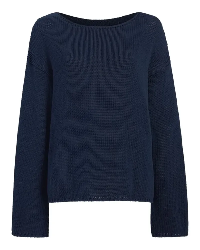 Another Tomorrow draped-knit cotton sweater - Blau Blau