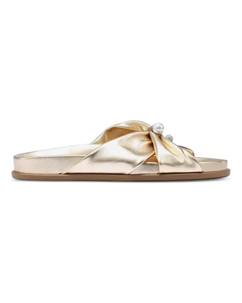 Jimmy Choo Rafi pearl-embellished leather sandals - Gold Gold