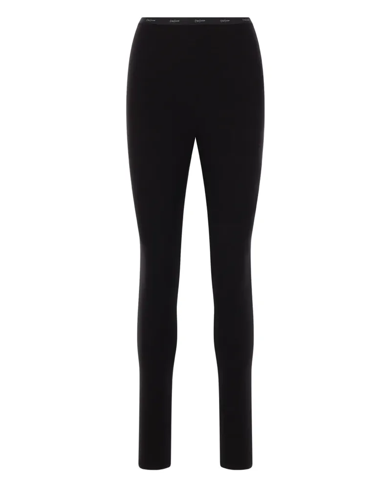 Yohji Yamamoto Leggings mit Logo-Bund - Schwarz Schwarz
