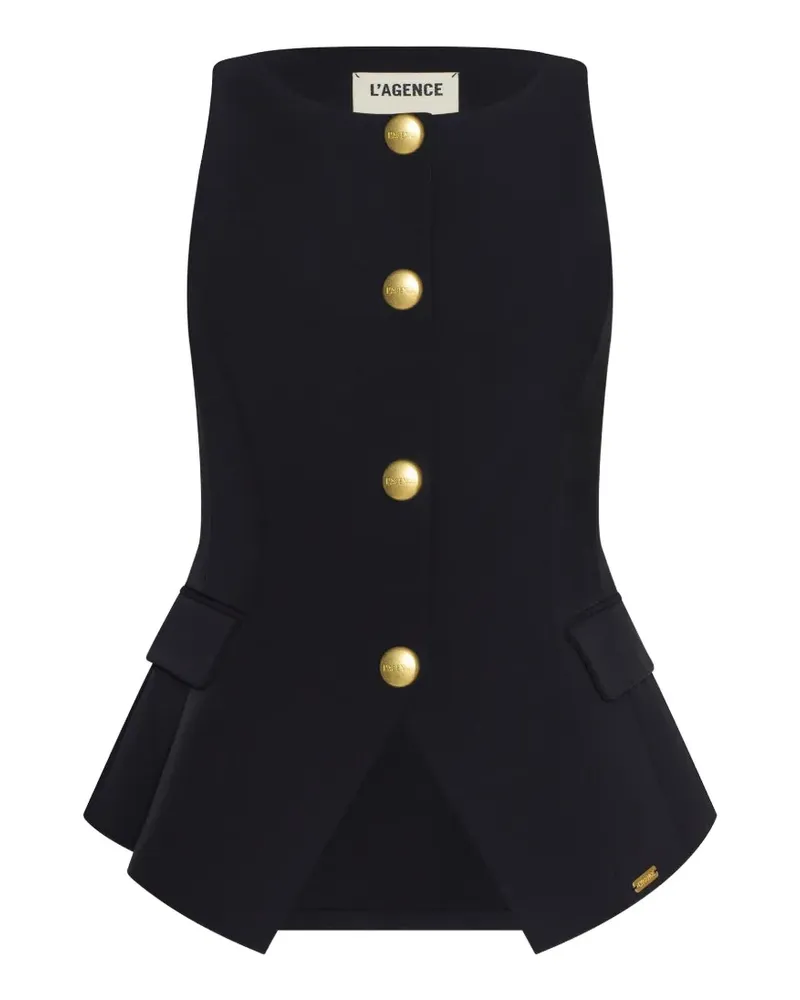 L'Agence Tessa gold-tone buttoned vest - Schwarz Schwarz