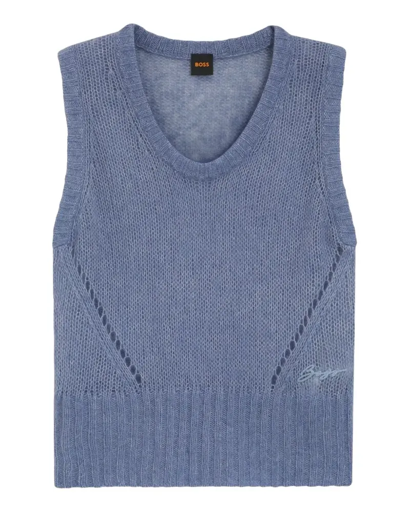 HUGO BOSS C_Frignac V-neck ribbed vest - Blau Blau