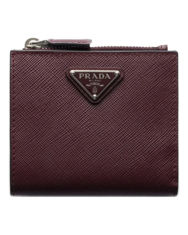 Prada triangle logo saffiano leather wallet - Rot Rot