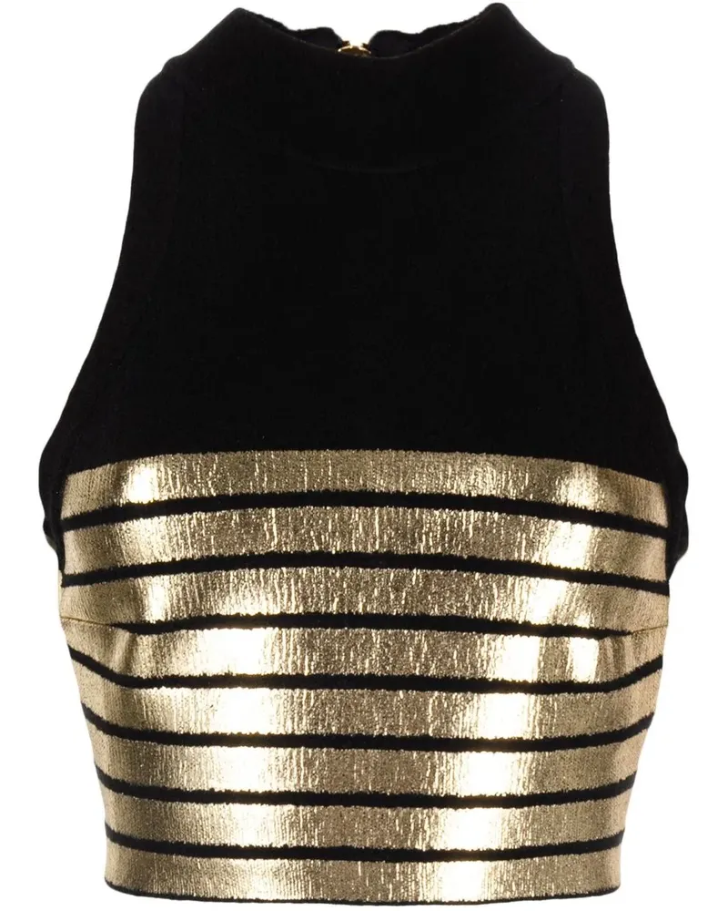 Balmain Gestreiftes Cropped-Top - Schwarz Schwarz