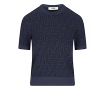 Geripptes Jacquard-T-Shirt - Blau
