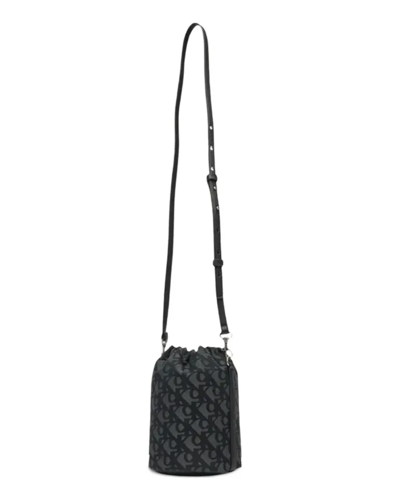 Calvin Klein monogram-pattern drawstring bucket-bag - Schwarz Schwarz
