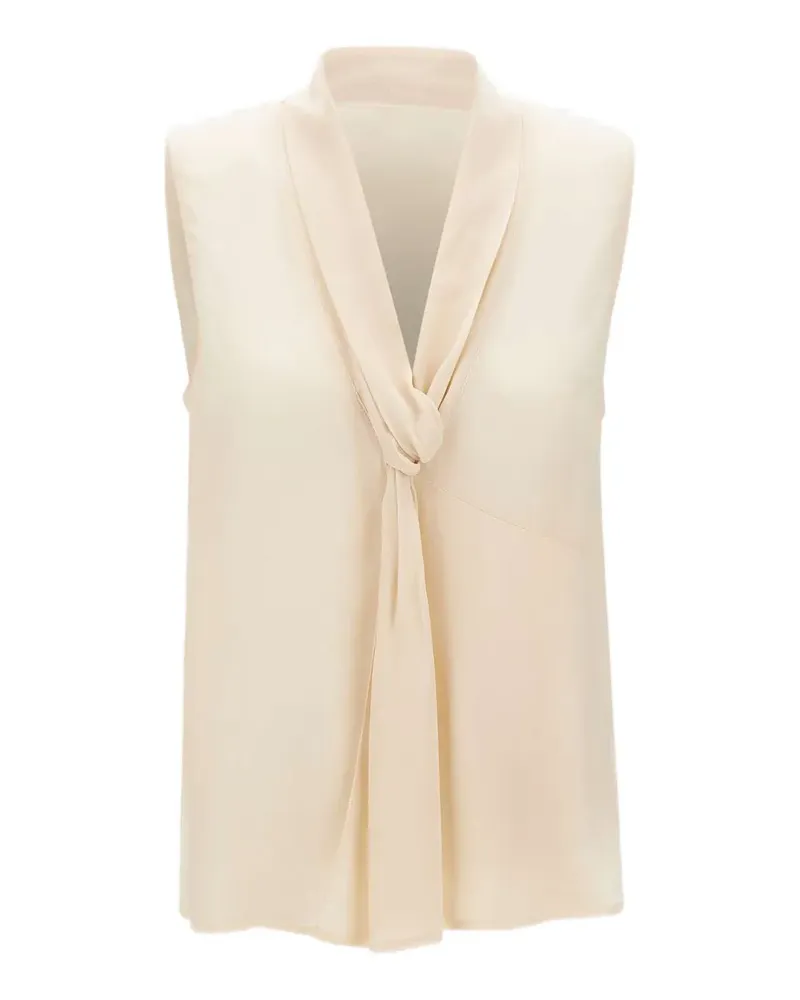 Liu Jo Georgette knot-collar V-neck top - Nude Nude