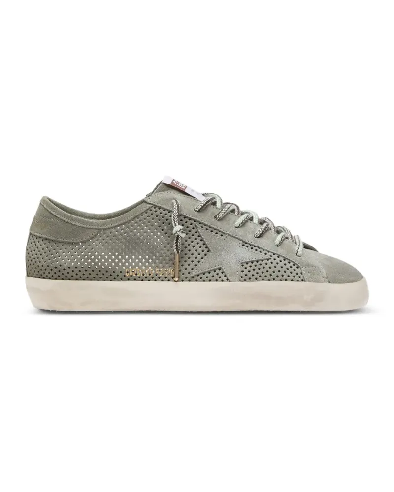 Golden Goose Super-Star Sneakers aus perforiertem Wildleder mit Ton-in-Ton Wildleder-Sterndetail - Grün Grün