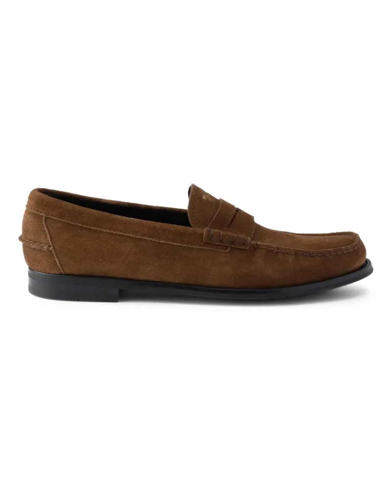 Prada vintage-effect suede loafers - Braun Braun