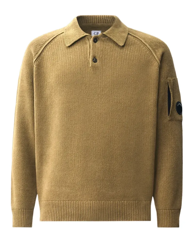 C.P. Company Geripptes Poloshirt mit Linsen-Detail - Gelb Gelb