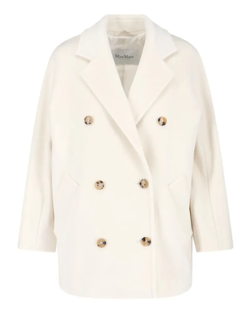 Max Mara Doppelreihiger Mantel - Weiß Weiß