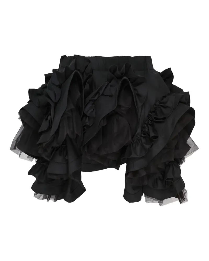 Noir Kei Ninomiya ruffled tulle-trim mini skirt - Schwarz Schwarz