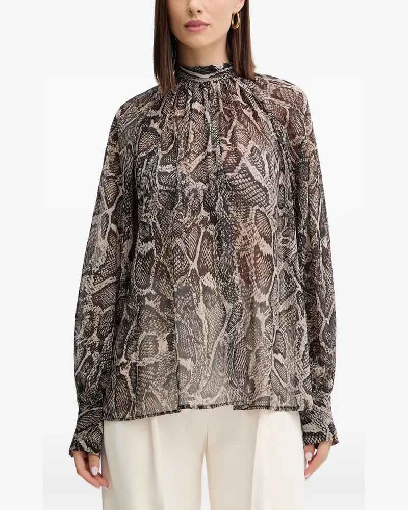 Guess Bluse mit Schlangenleder-Print - Schwarz Schwarz