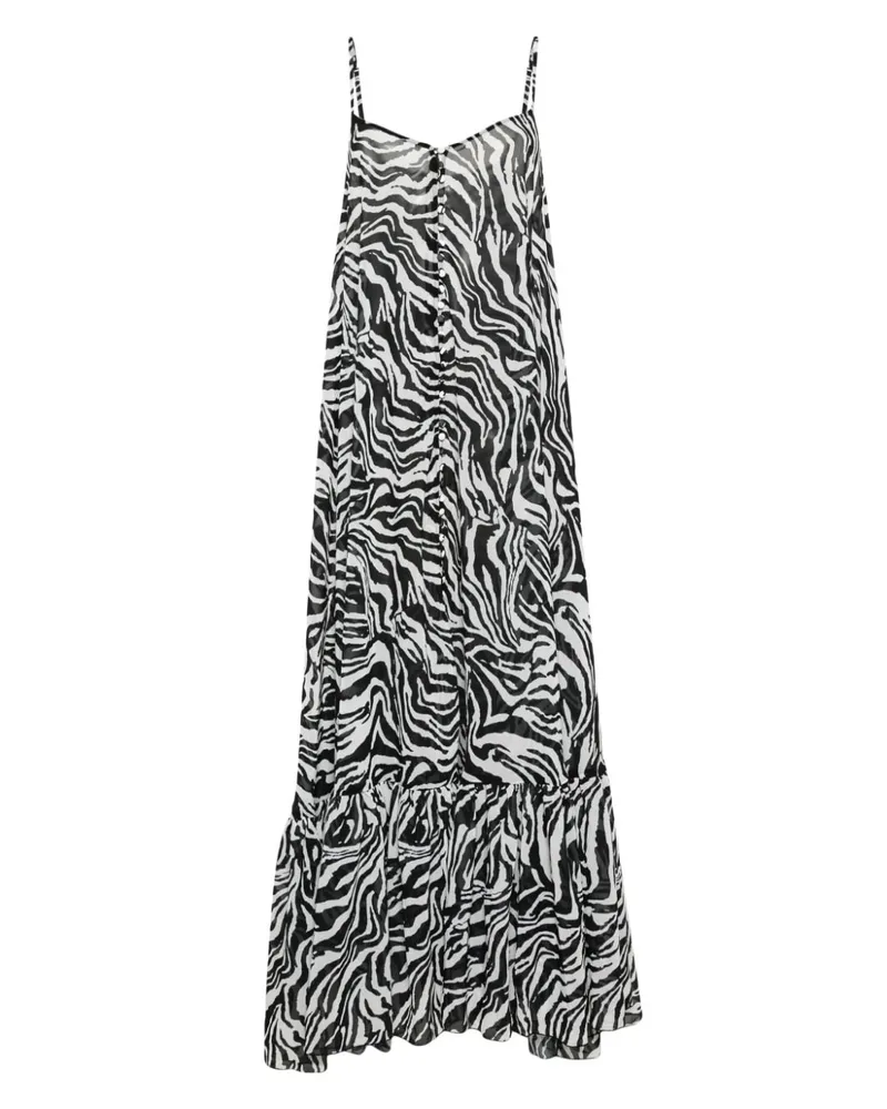 ROTATE Birger Christensen x Reina Olga Maxikleid mit Zebra-Print - Schwarz Schwarz