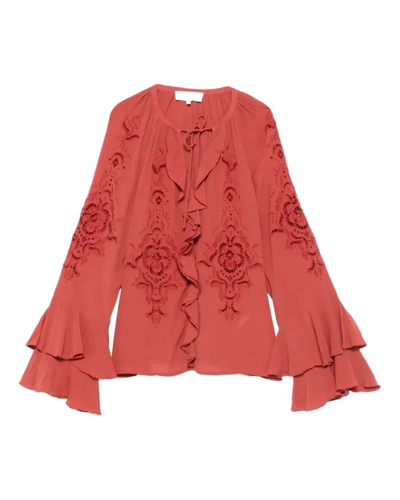 ba&sh Bestickte Bluse mit Rüschen - Rot Rot
