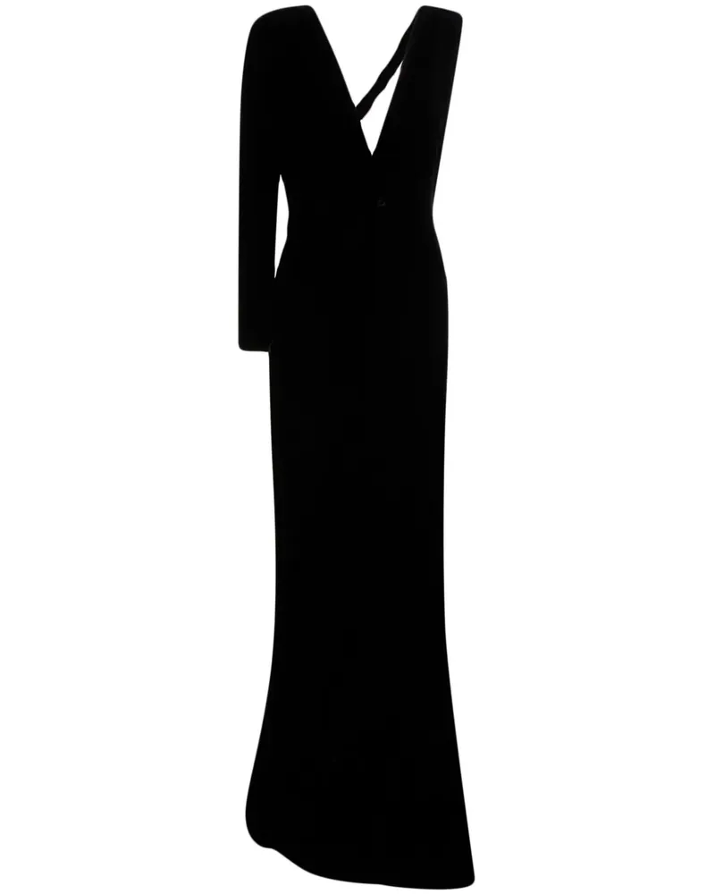 Bally Drapiertes Abendkleid mit Logo-Schriftzug - Schwarz Schwarz