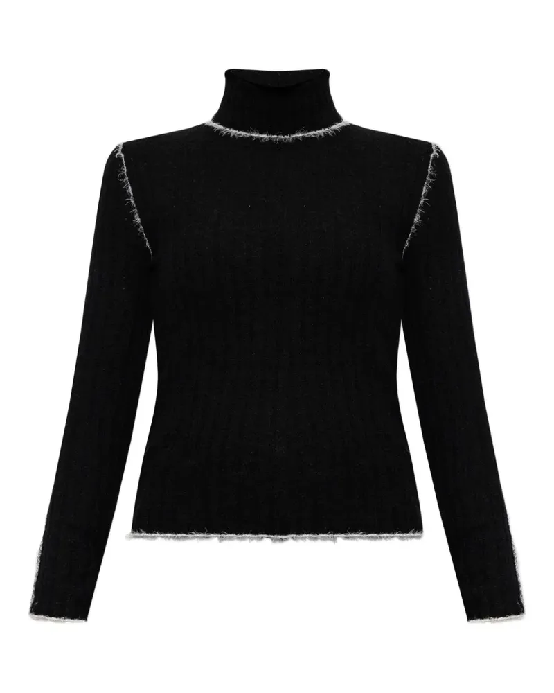Moncler Gerippter Pullover mit Kontrastnähten - Schwarz Schwarz