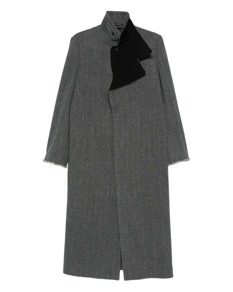Yohji Yamamoto Mantel mit Kontrasteinsätzen - Grau Grau