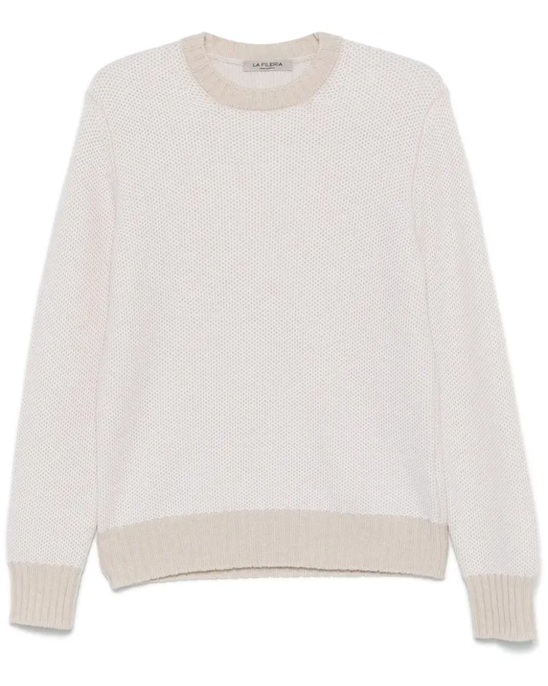La Fileria Pullover in Waffelstrick - Nude Nude