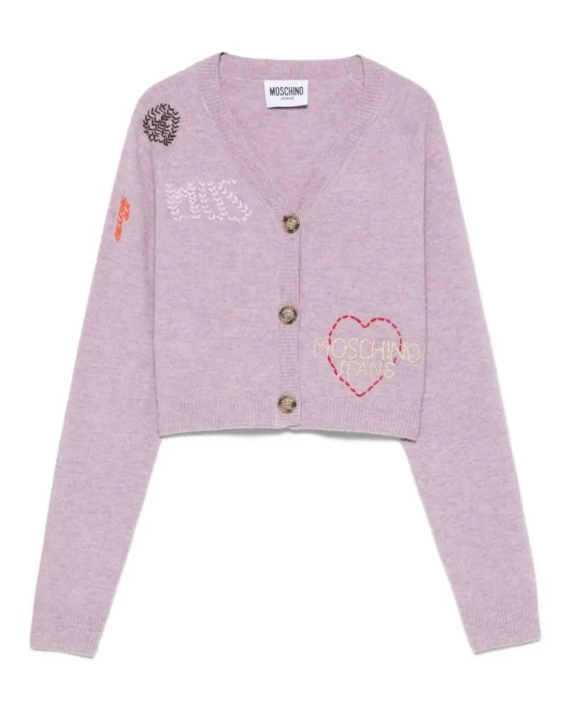 Moschino Cardigan mit Logo-Stickerei - Violett Violett