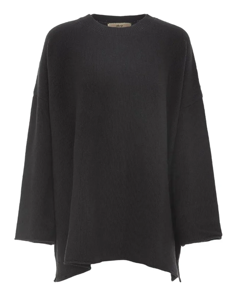 AKEP Gerippter Strickpullover - Schwarz Schwarz