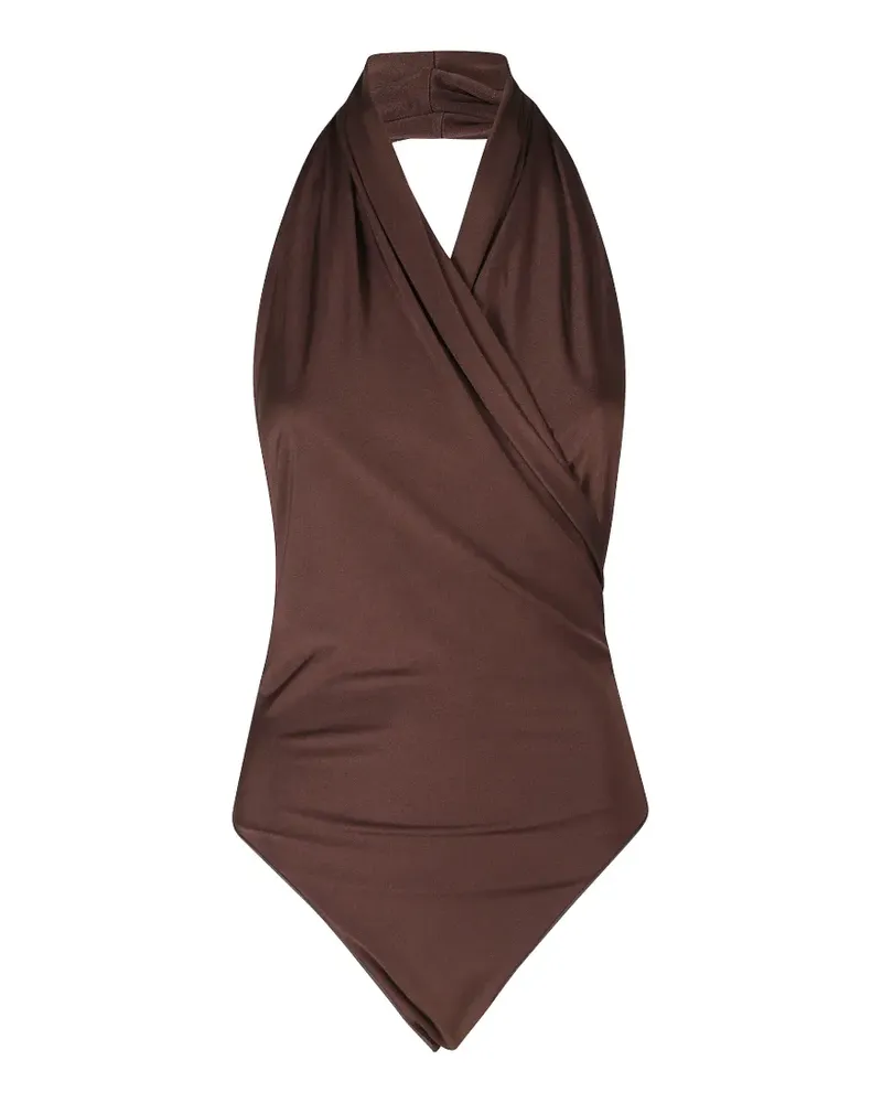 ANDAMANE Vina halterneck wrap bodysuit - Braun Braun
