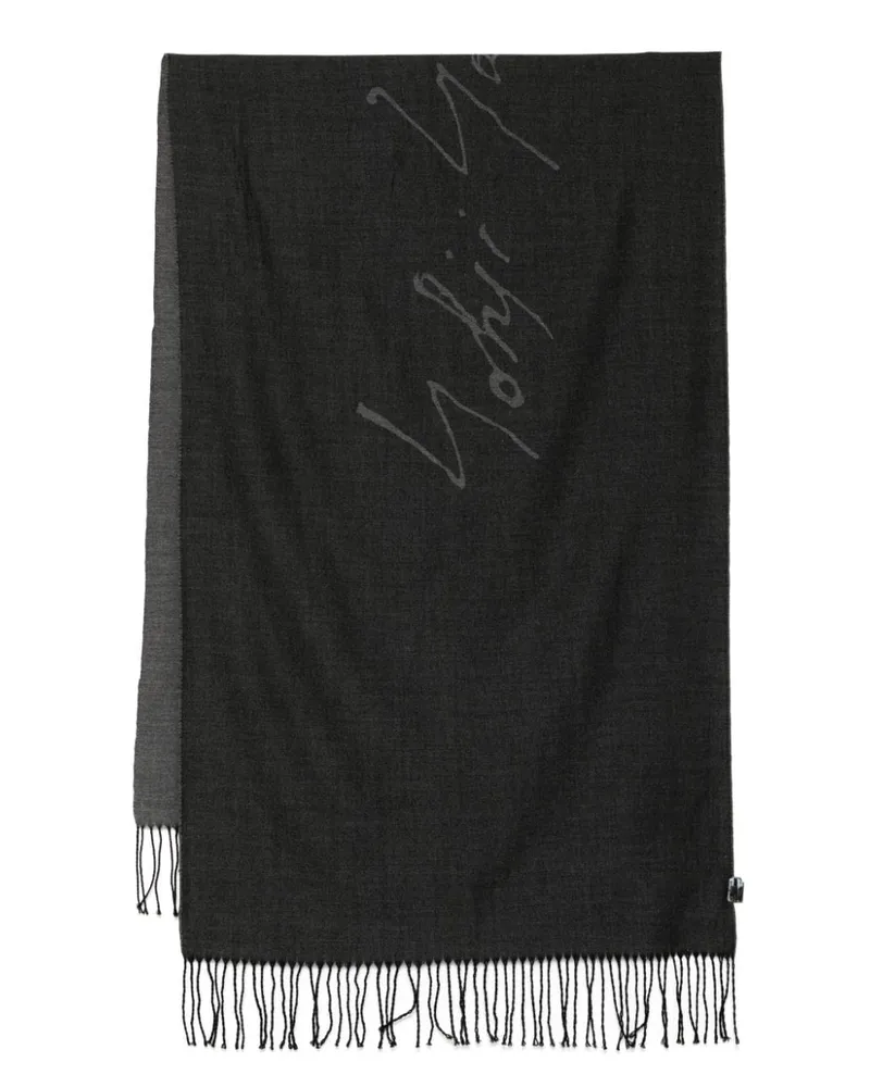 Yohji Yamamoto Schal mit Logo - Grau Grau