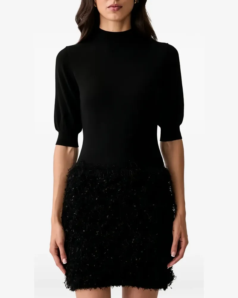 Twin-Set fringed puff-sleeve mini dress - Schwarz Schwarz