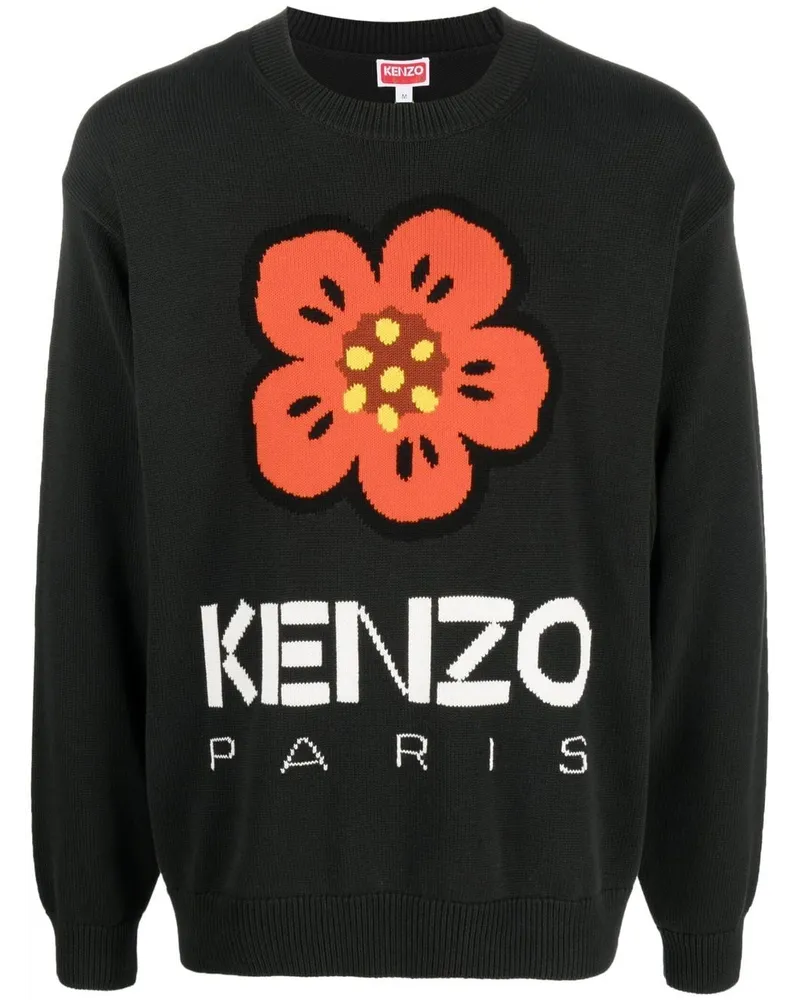 Kenzo Pullover mit Boke Flower-Intarsie - Schwarz Schwarz