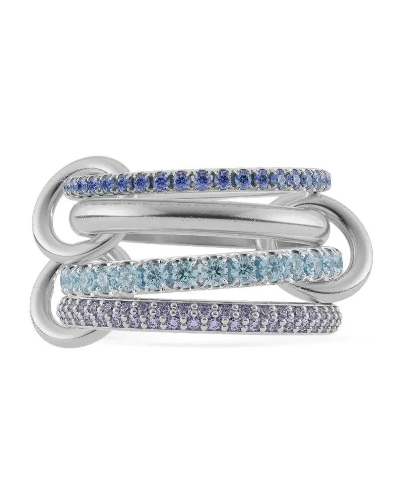 Spinelli Kilcollin Iris Sterlingsilberring mit Saphir, Tansanit und Aquamarin Silber