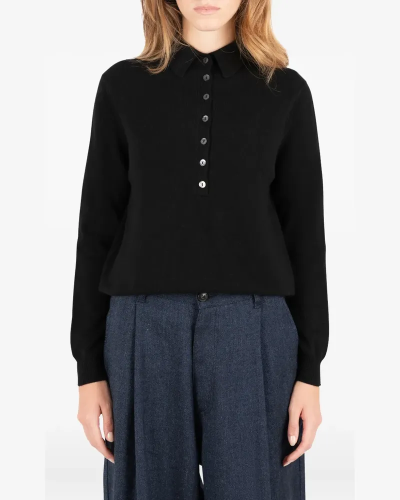 Société Anonyme Geknöpfter Pullover mit Poloshirtkragen - Schwarz Schwarz