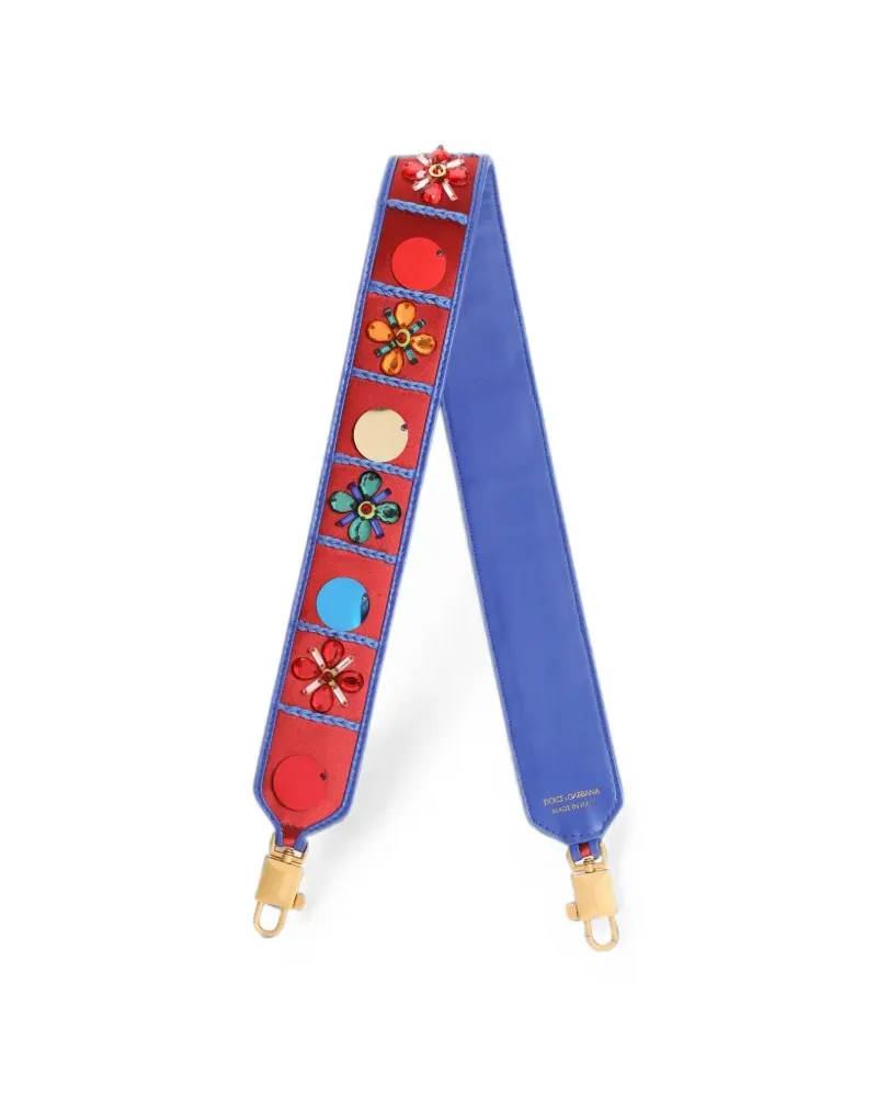 Dolce & Gabbana bag shoulder strap with embroidery - Blau Blau