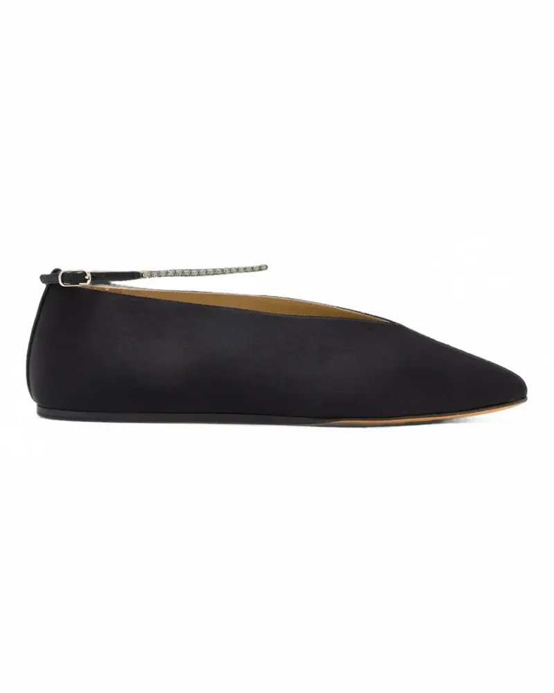 Le Monde Béryl Olympia crystal-embellished satin ballet flats - Schwarz Schwarz