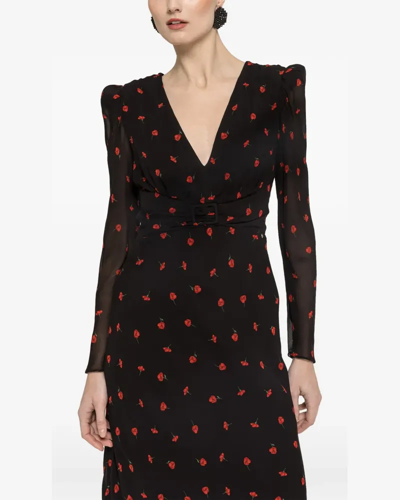 NISSA printed midi dress - Schwarz Schwarz