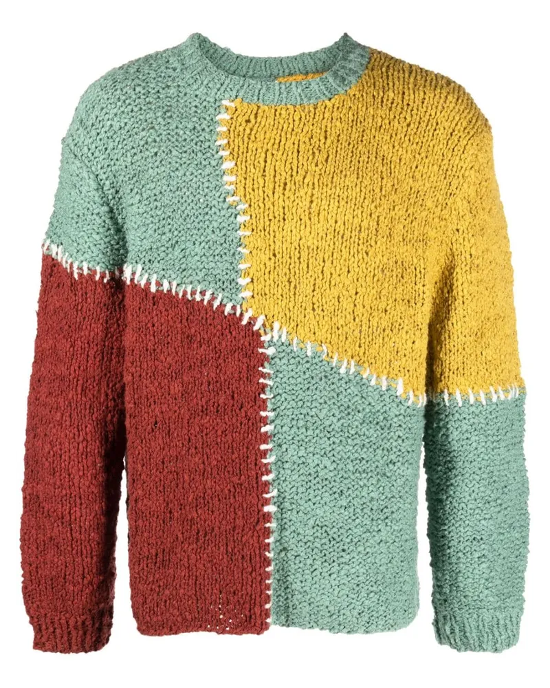 The Elder Statesman Gestrickter Pullover mit Ziernähten - Grün Grün