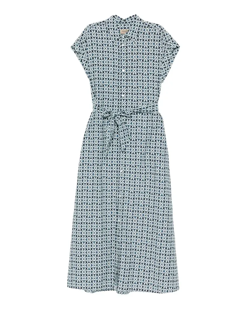 Woolrich tie-waist patterned midi dress - Blau Blau