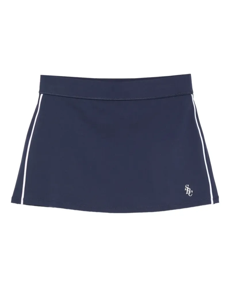 SPORTY & RICH Mini-Tennisrock mit Logo-Stickerei und Kontrastbesatz - Blau Blau