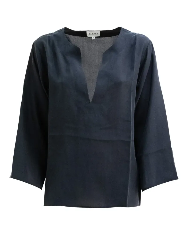 P.A.R.O.S.H. Bluse mit V-Ausschnitt - Blau Blau