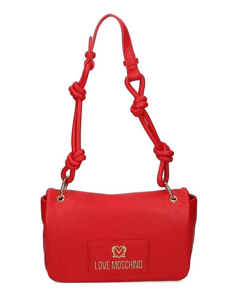 Moschino logo-plaque knotted-strap shoulder bag - Rot Rot