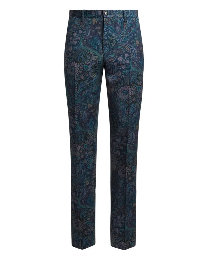 Etro tailored floral-motif trousers - Blau Blau