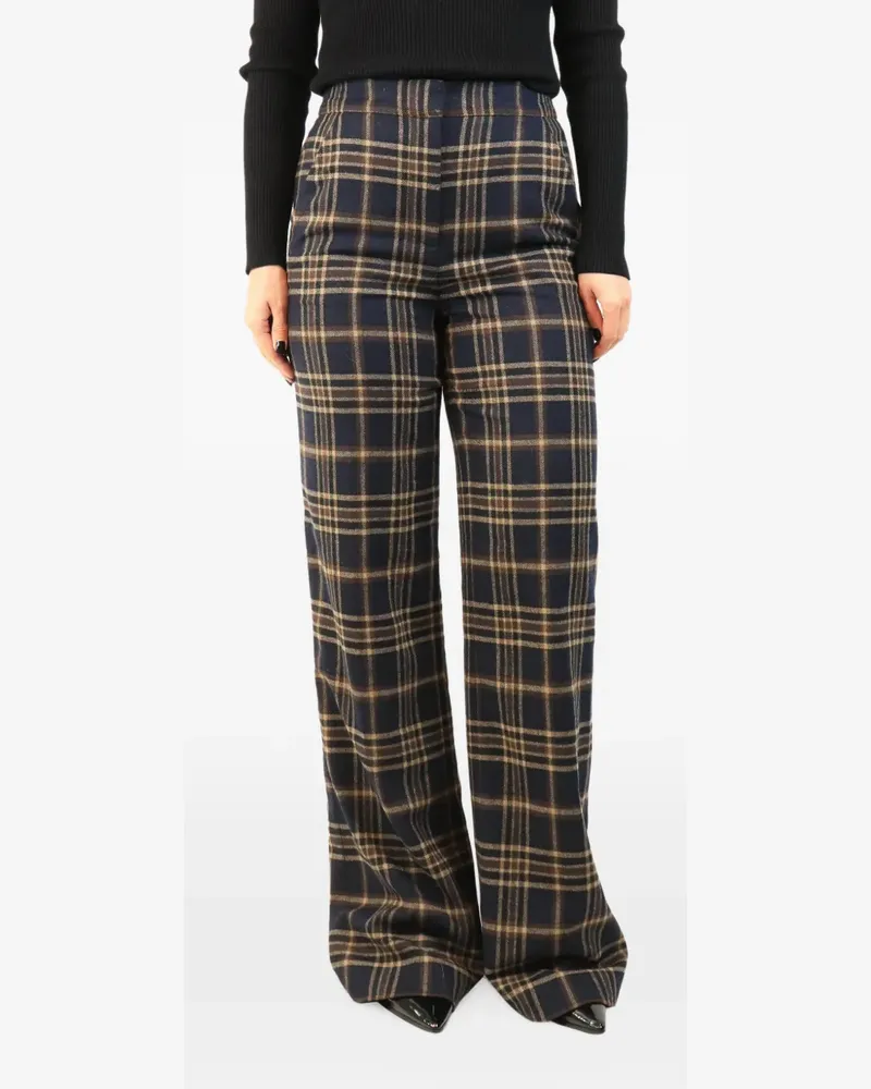 Veronica Beard plaid wide-leg trousers - Blau Blau