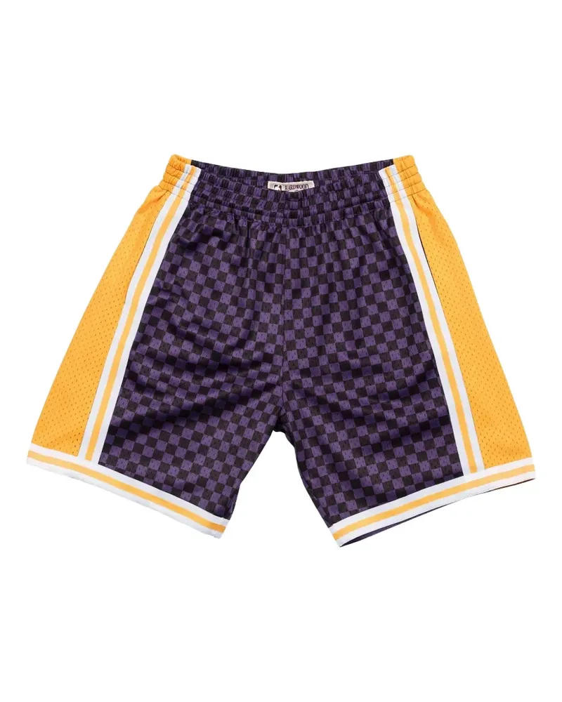 Mitchell & Ness Karierte NBA "Los Angeles Lakers" Swingman Shorts - Violett Violett