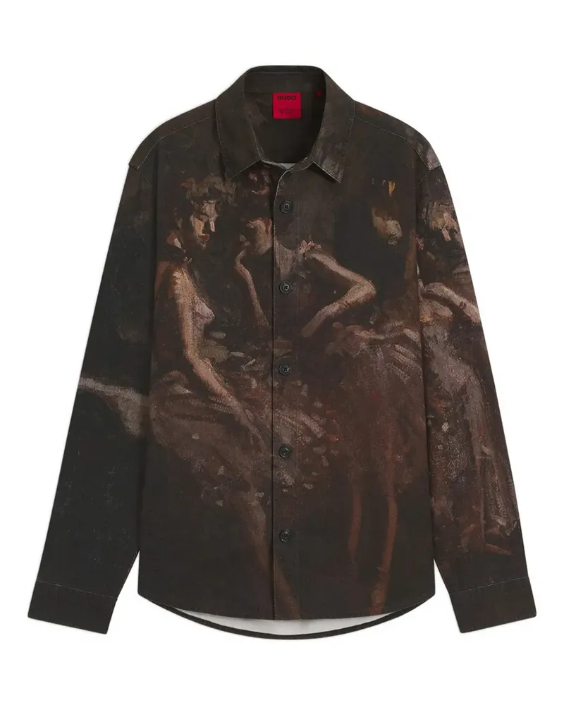 HUGO BOSS Hemdjacke mit grafischem Print - Braun Braun