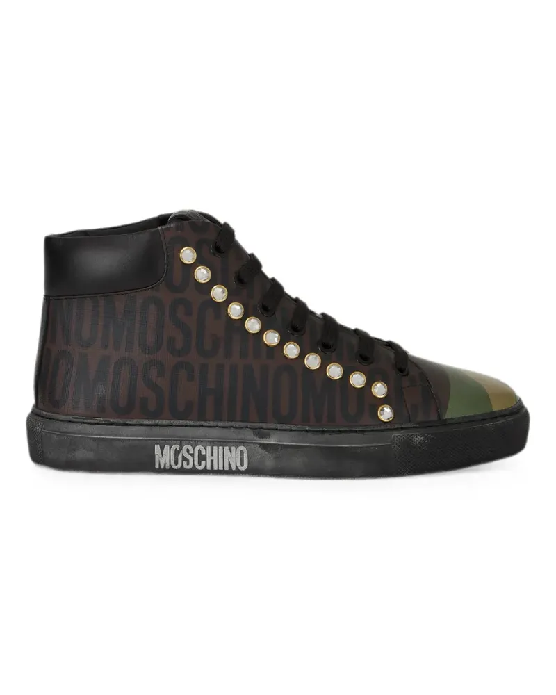 Moschino logo-print crystal-embellished sneakers - Schwarz Schwarz