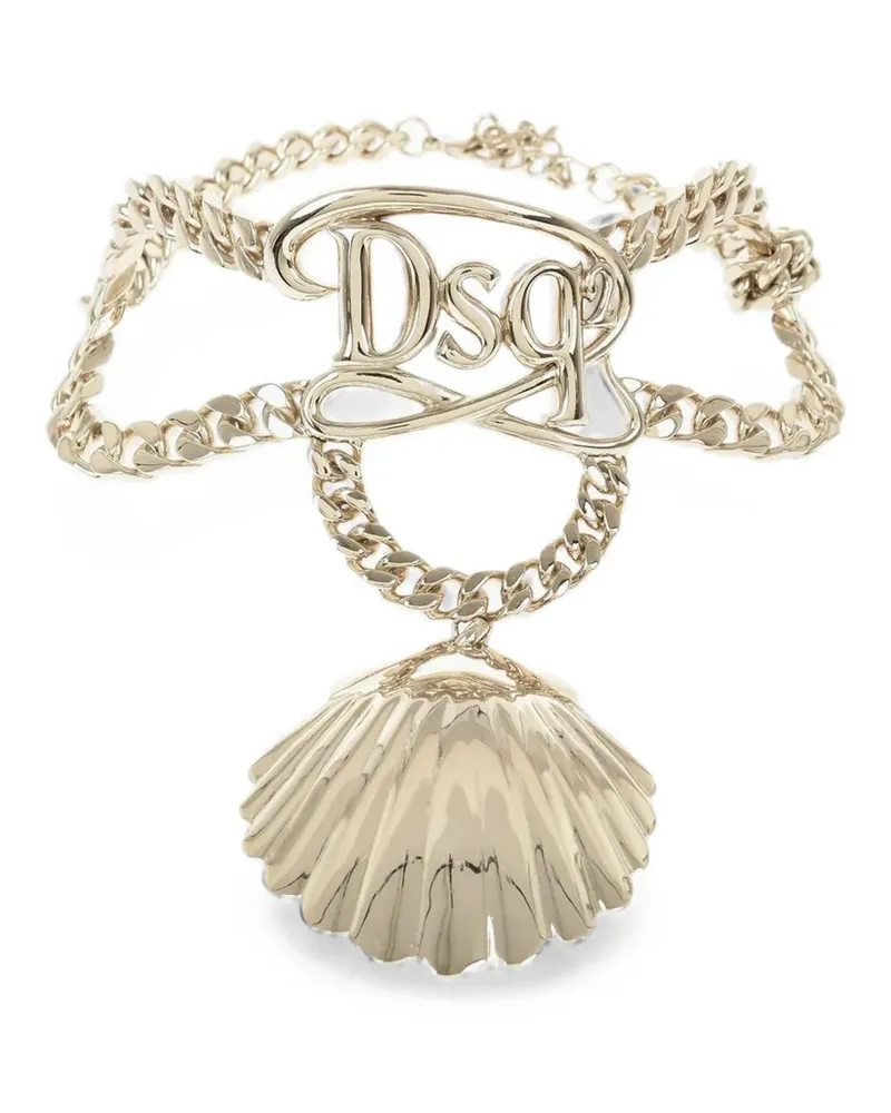 Dsquared2 logo shell necklace - Gold Gold
