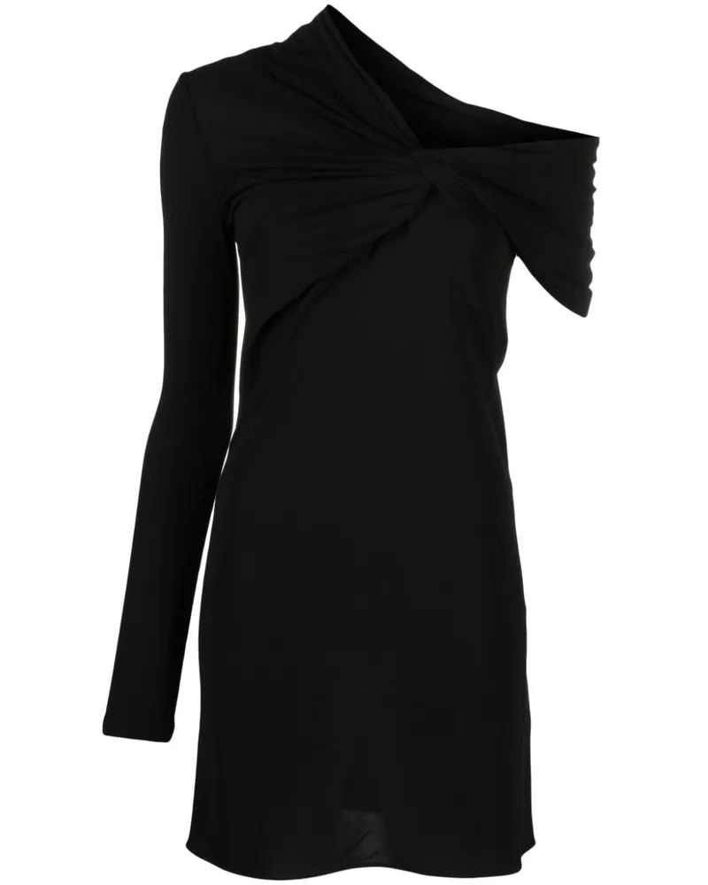 Saint Laurent Asymmetrisches Kleid mit Falten - Schwarz Schwarz